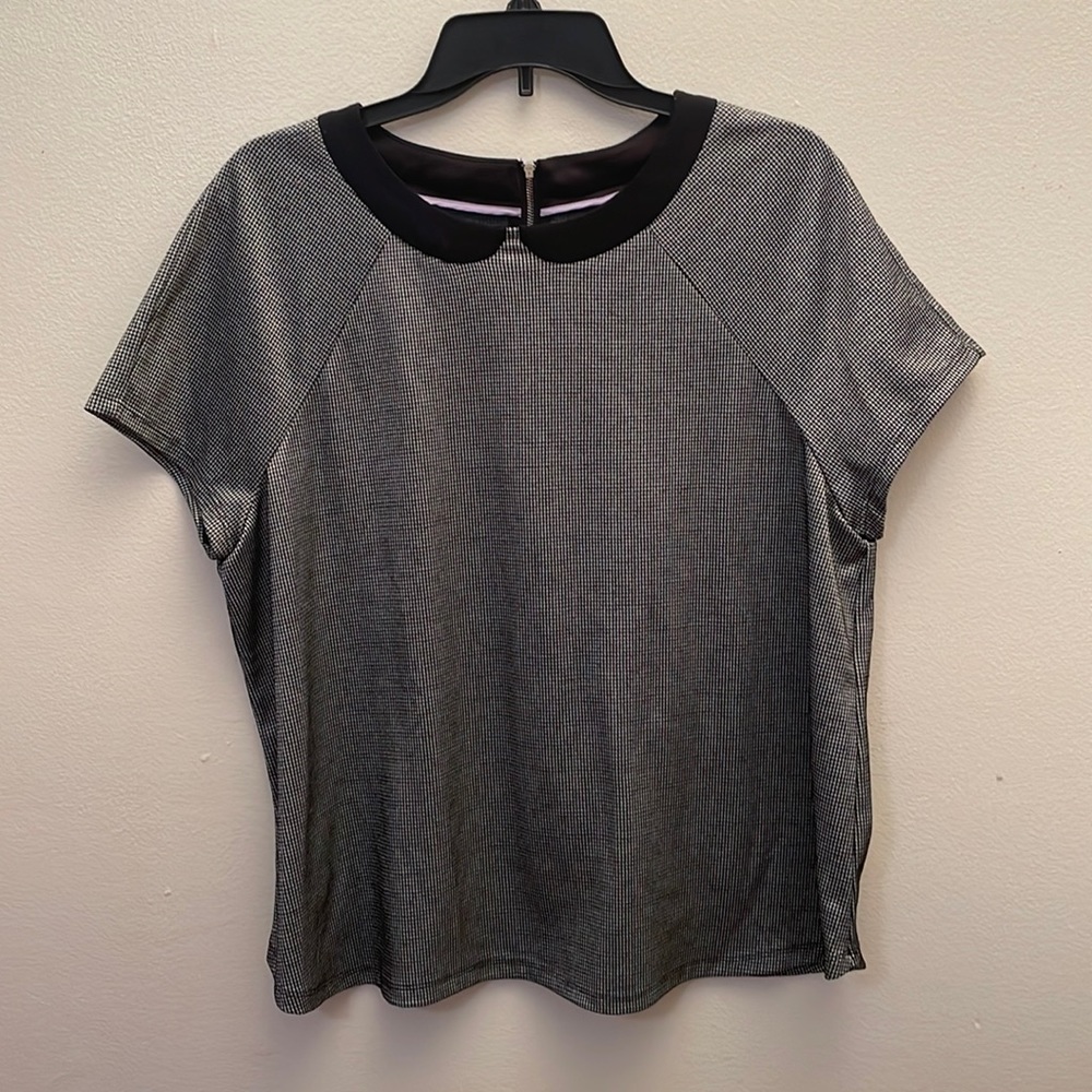 Elle Xtra Large Collar illusion Short Sleeve Blouse